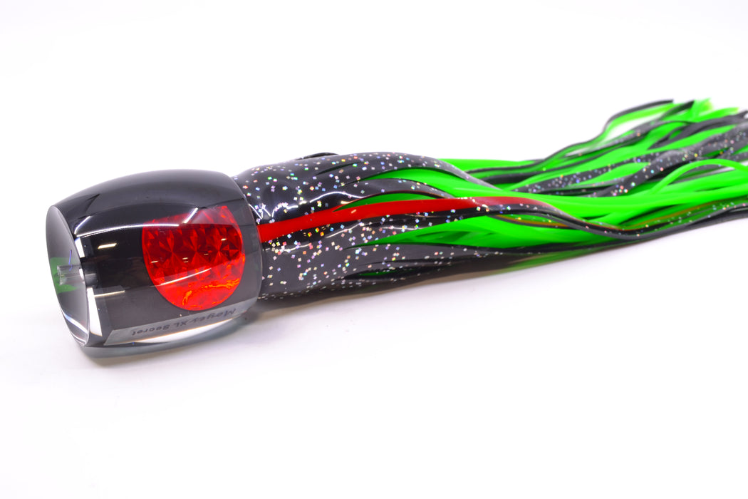 Moyes Lures Black Pearl Black Back Red Eyes XL Secret 14" 9oz Skirted Black/Green