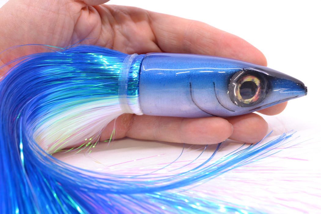 Tsutomu Lures Blue-White Non-Jetted Kona Dragon 9"+ 8oz Strobez Blue-White/Pink