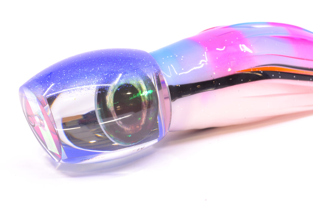 Moyes Lures Clear Mirrored Blue Glitter Back Large Blaster 14" 10.7oz Skirted Gay Bob GZE