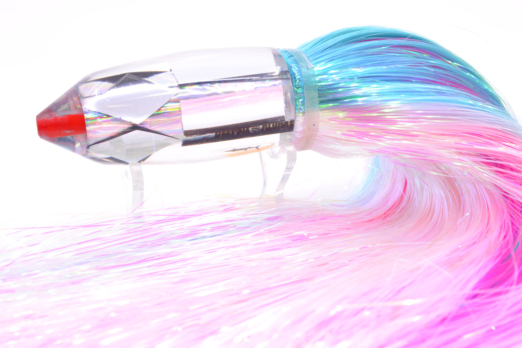 Aloha Lures Mirrored Silver Rainbow Starburst Deep Six 9" 6oz Strobez Ice Blue-White/Pink