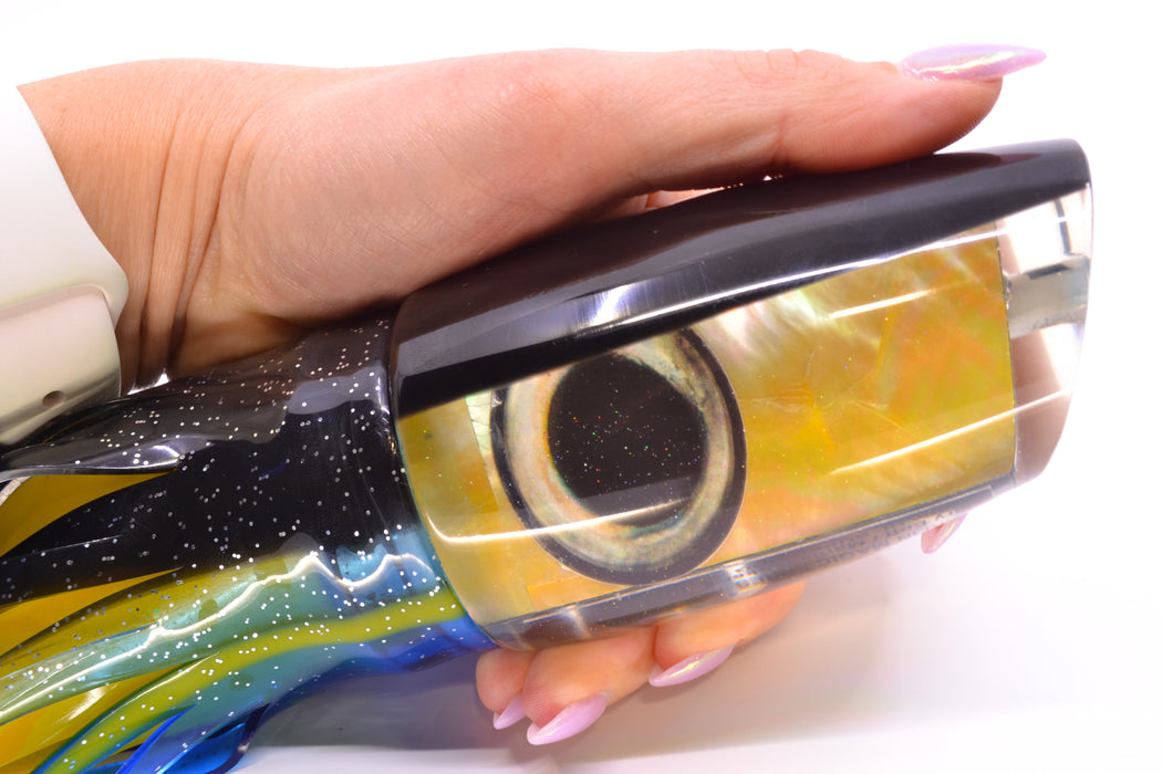 Marlin Magic Golden MOP Black Back Super Dog 16" 17oz Skirted Black-Yellow-Blue GZE