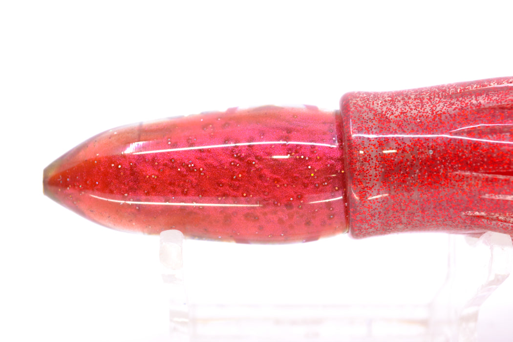 Bomboy Lures White Abalone Red Back Mini Bomb 5" 2oz Skirted Red Glitter/Red