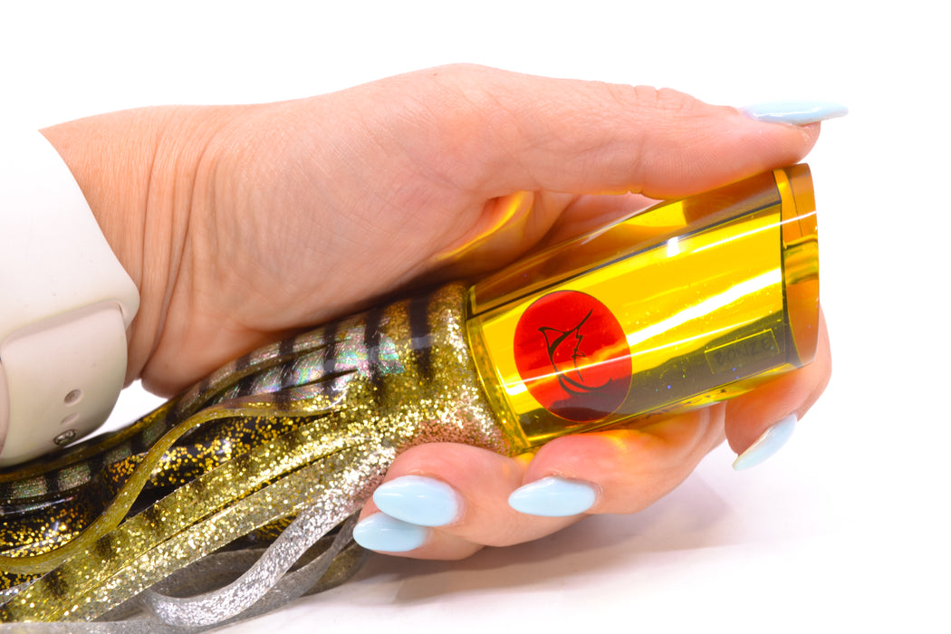 Bonze Lures Yellow Mirrored Red Eyes Kraken 10" 8oz Skirted Yellow Aurora/Black