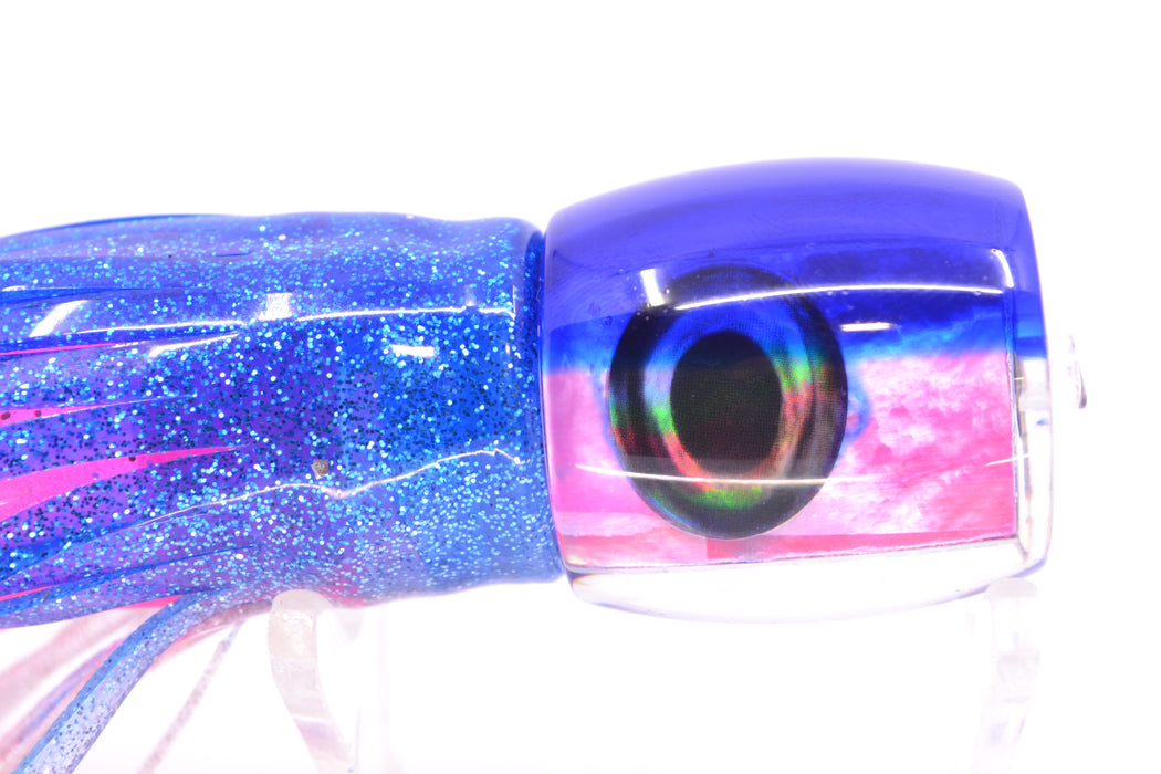 Moyes Lures Pink MOP Blue Back Taxi Eyes Large Tang 9" 3oz Skirted Blue-Silver