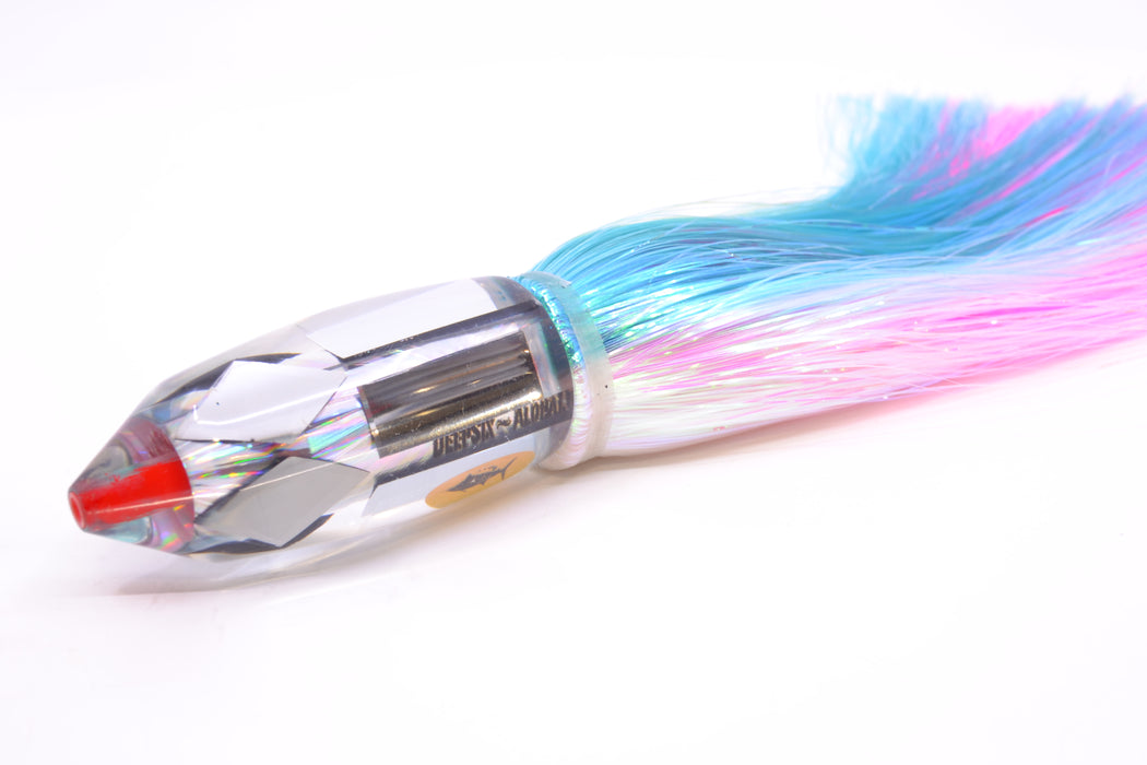 Aloha Lures Mirrored Silver Rainbow Starburst Deep Six 9" 6oz Strobez Ice Blue-White/Pink