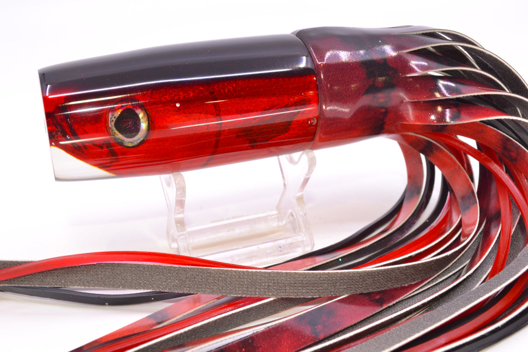 Ali'i Kai Lures Red Opelu Black-Red Back Medium Hard Head 12" 7oz Fire Tailz Vinyl Red Tiger GZE