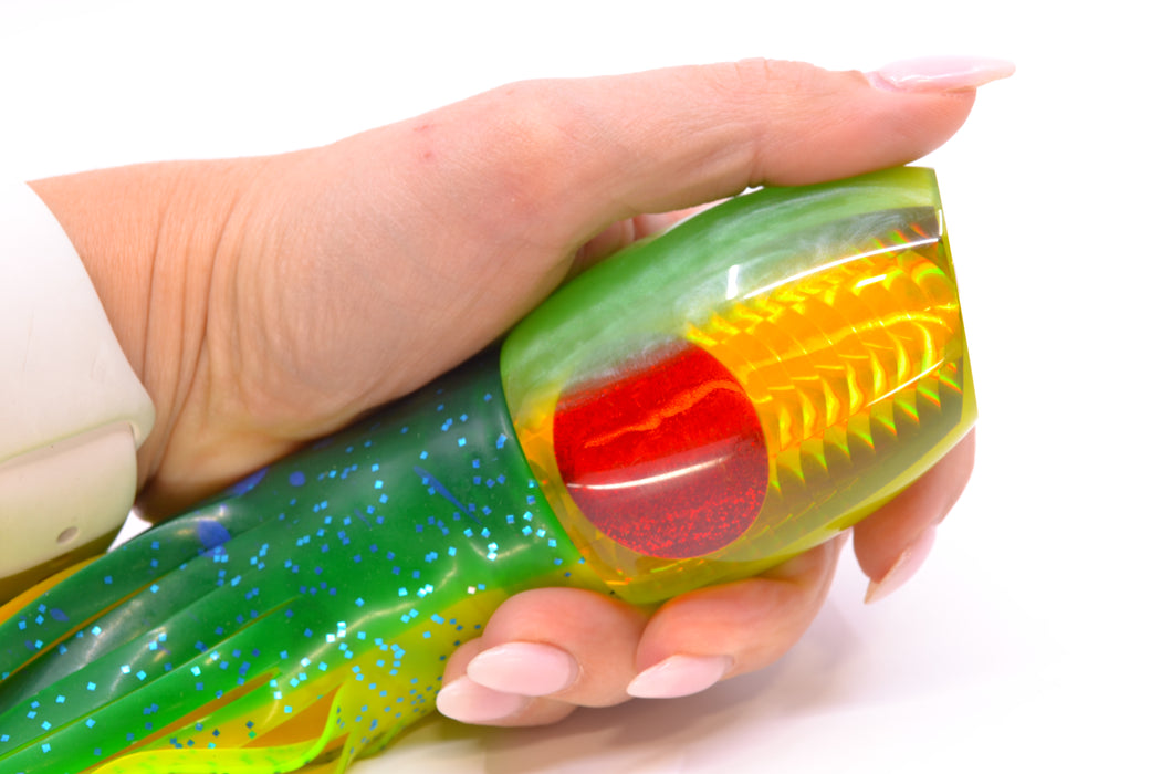 Crane Lures Yellow Rainbow Scale Green Back Rudy 12" 10.5oz Skirted New Pre-Owned GZE