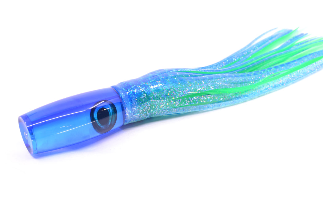 Moyes Lures Ice Blue MOP Blue Back Taxi Eyes Small Shotgun 9" 4oz Skirted Blue Dots GZE