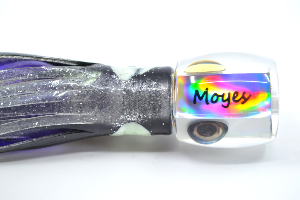 Moyes Lures White MOP Tang 5" 3oz Skirted Black-Clear-Purple