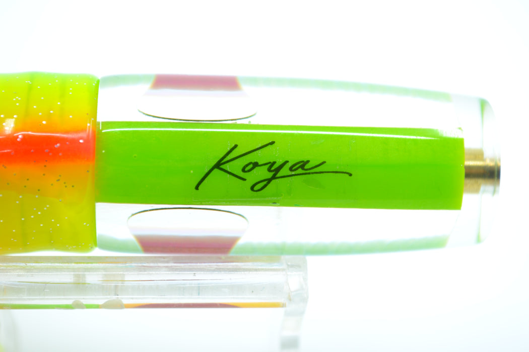 Koya Lures Lime Green Rainbow Scale Red Eyes Hard Head 7" 3oz Skirted Black Dot-Green