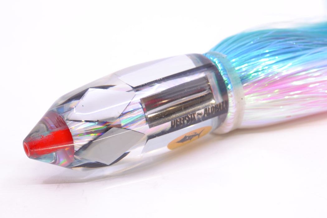 Aloha Lures Mirrored Silver Rainbow Starburst Deep Six 9" 6oz Strobez Ice Blue-White/Pink