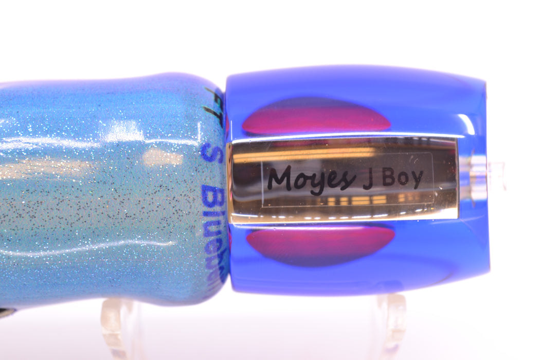 Moyes Lures Clear Mirrored Blue Back Red Eyes Medium J-Boy 12" 5oz FT Vinyl Blueberry