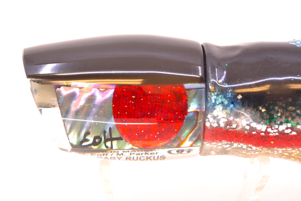 Marlin Magic Blue-Purple Abalone Black Back Red Eyes Baby Ruckus 10" 6.5oz Skirted Evil
