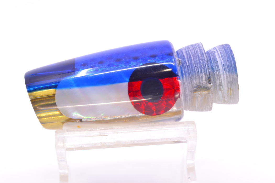 Coggin Lures Real White MOP Blue Back Black-Red Eyes 4-Hole Small Slant 9" 3.2oz