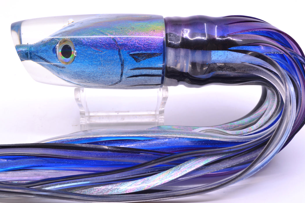 Ali'i Kai Lures Skipjack Fish Head Medium Plunger 12" 10oz Skirted Purple Skipjack GZE