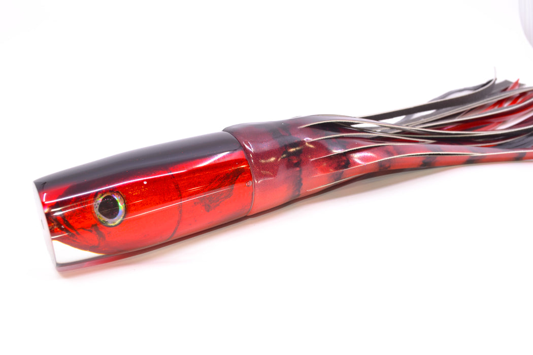 Ali'i Kai Lures Red Opelu Black-Red Back Medium Hard Head 12" 7oz Fire Tailz Vinyl Red Tiger GZE