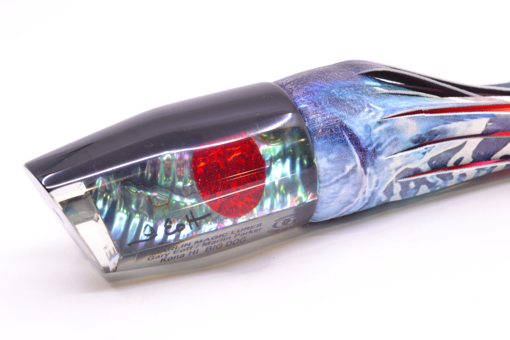 Marlin Magic Blue-Purple Abalone Black Back Red Eyes Big Dog 14" 10oz ALV Vinyl Wahoo GZE