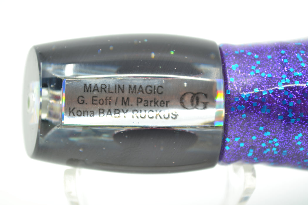 Marlin Magic Blue-Purple Abalone Black Back Red Eyes Baby Ruckus 10" 6.5oz Skirted
