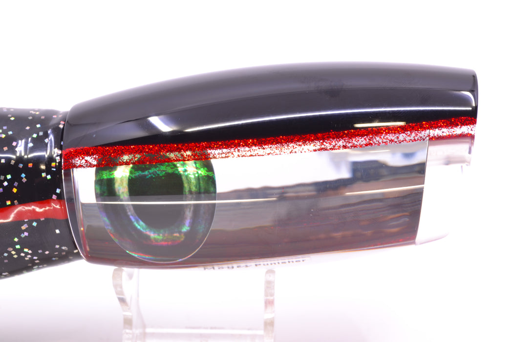 Moyes Lures Clear Mirrored Black-Red Back Punisher 16" 14.5oz Skirted Black/Red GZE