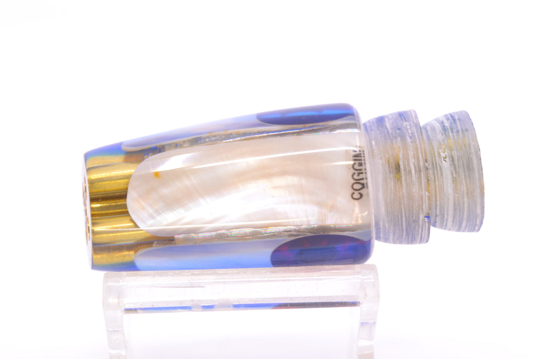 Coggin Lures Real White MOP Blue Back Black-Red Eyes 4-Hole Small Slant 9" 3.2oz