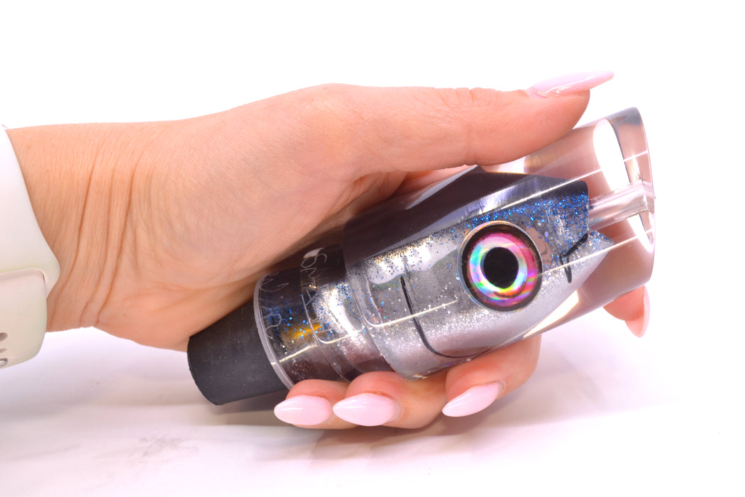 Aloha Lures Chrome Black-Blue Glitter Back "Scared $#!Tless" Baby Smash Bait 12" 7.3oz