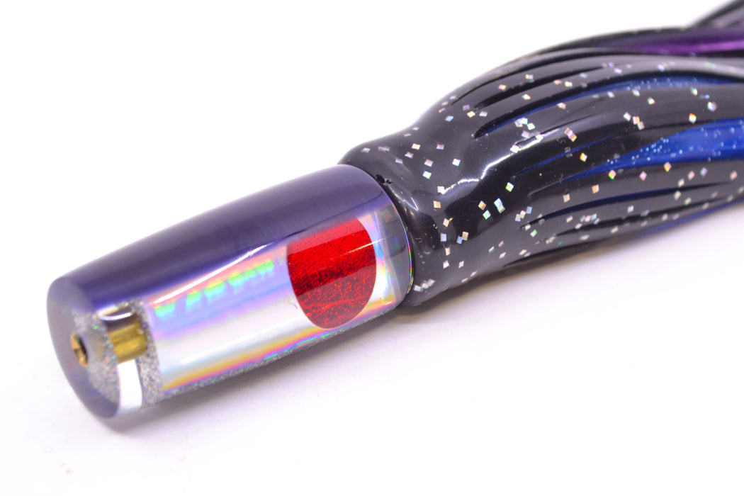 Koya Lures Silver Rainbow Pearl Purple Back Red Eyes Hard Head 5.5" 2oz Skirted Black