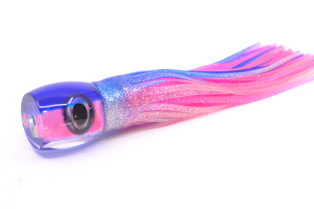Moyes Lures Pink MOP Blue Back Taxi Eyes Large Tang 9" 3oz Skirted Blue-Silver