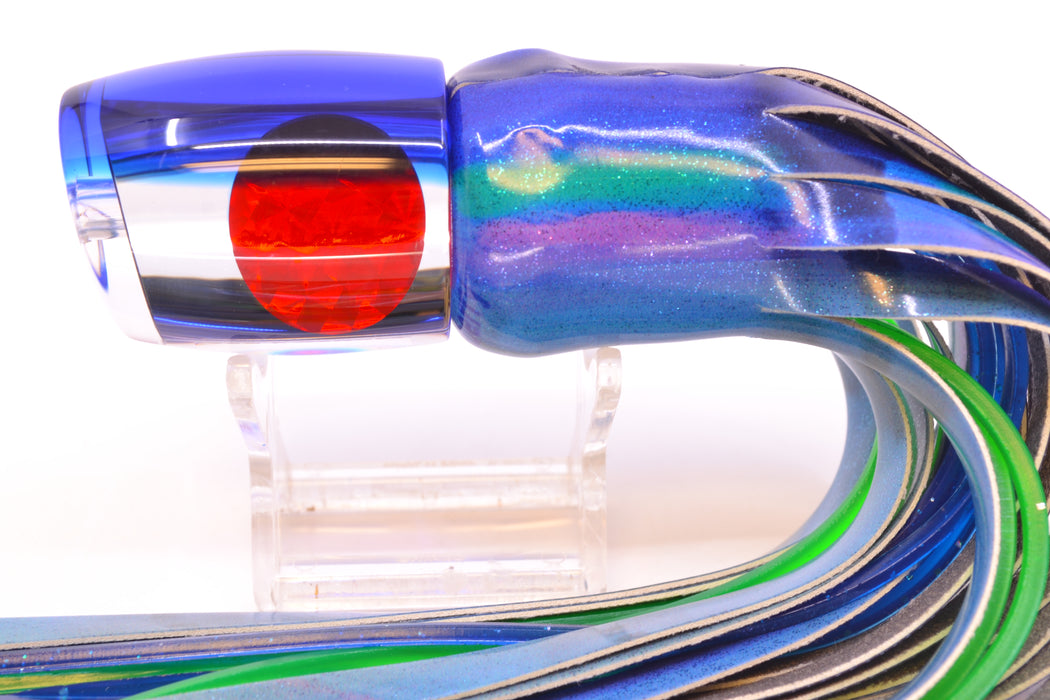 Moyes Lures Clear Mirrored Blue Back Red Eyes Medium J-Boy 12" 5oz FT Vinyl Blueberry