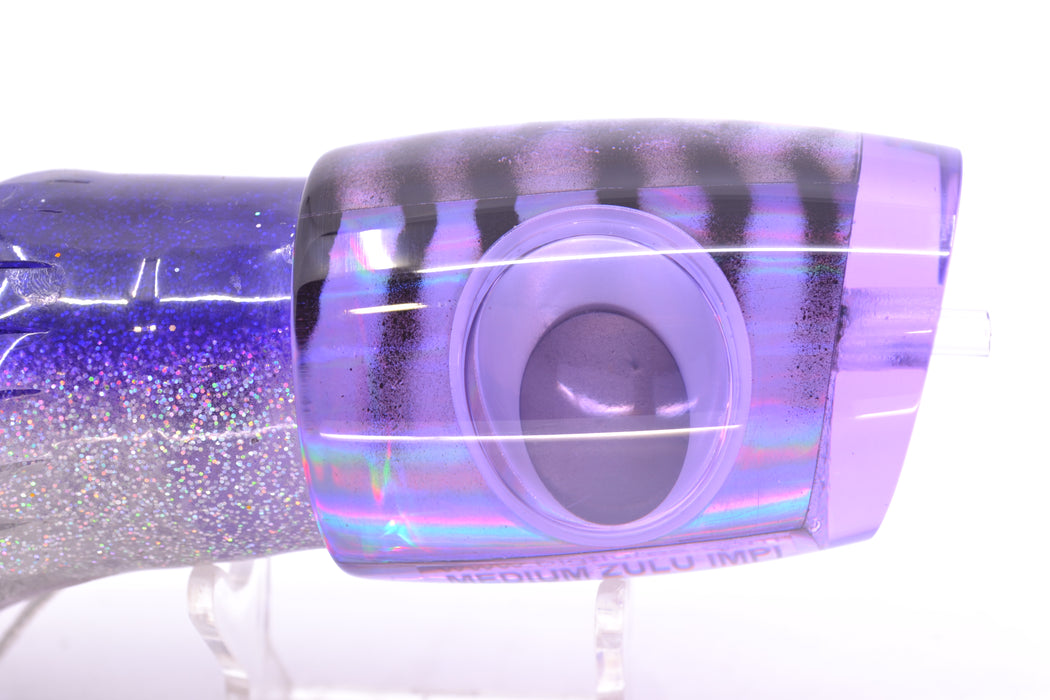 Big T Lures Purple Pearl Black Striped Back Medium Zulu Impi 14" 11.5oz Skirted Purple-Silver GZE