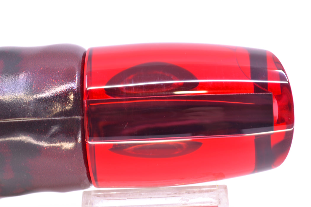 Moyes Lures Red Mirrored Taxi Eyes Hannibal 14" 8oz FT Vinyl Red Tiger