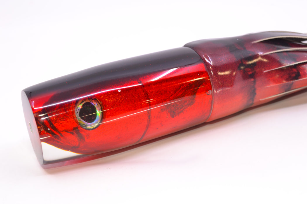 Ali'i Kai Lures Red Opelu Black-Red Back Medium Hard Head 12" 7oz Fire Tailz Vinyl Red Tiger GZE