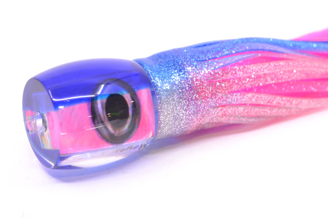 Moyes Lures Pink MOP Blue Back Taxi Eyes Large Tang 9" 3oz Skirted Blue-Silver