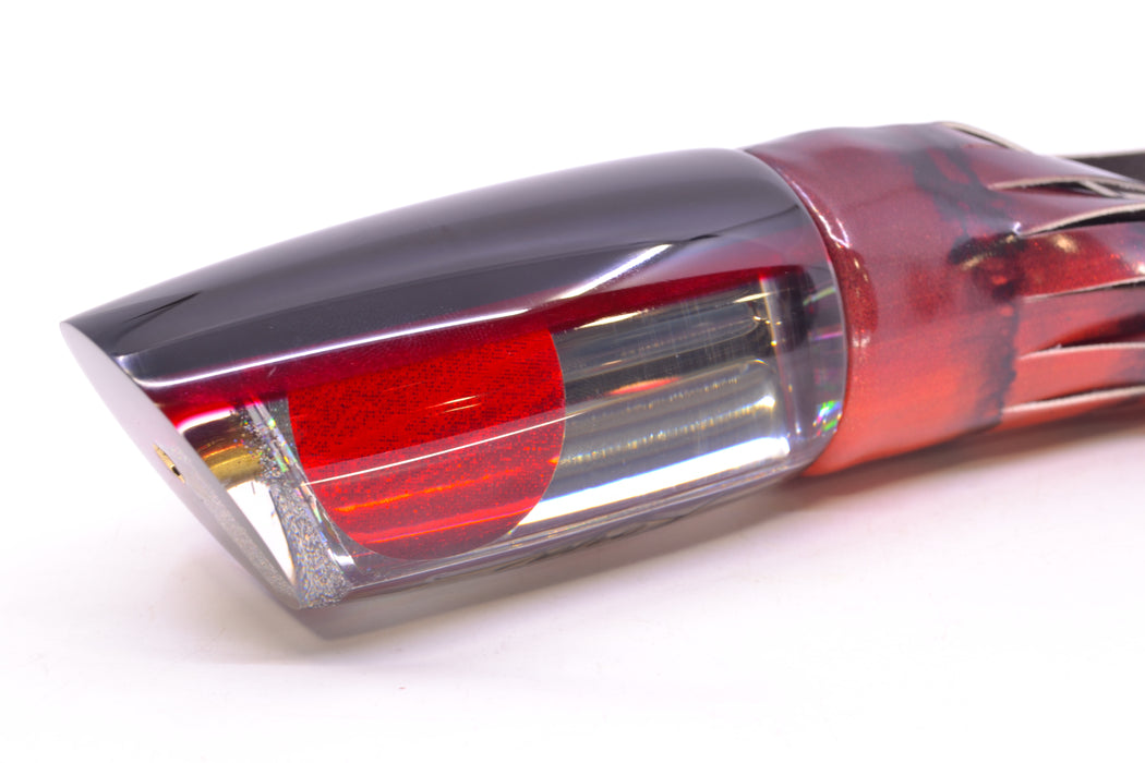 Koya Lures Mirrored Black-Red Back Red Eyes Medium Poi Dog 14" 10oz FT Vinyl Red Tiger