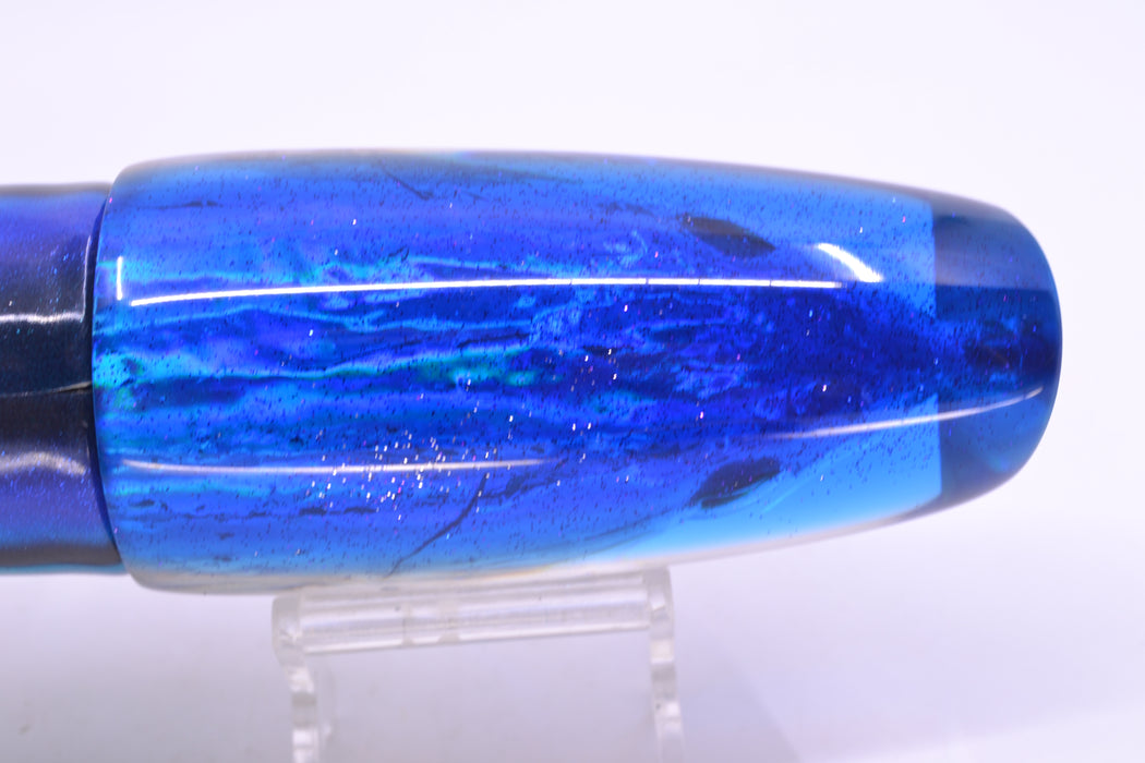 Ali'i Kai Lures Silver Skipjack Fish Head Blue Back Large Plunger 14" 10.5oz FT Vinyl