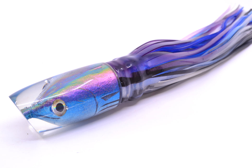 Ali'i Kai Lures Skipjack Fish Head Medium Plunger 12" 10oz Skirted Purple Skipjack GZE