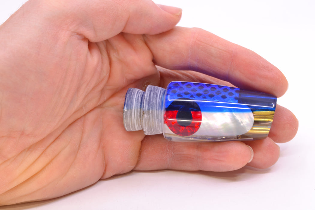 Coggin Lures Real White MOP Blue Back Black-Red Eyes 4-Hole Small Slant 9" 3.2oz