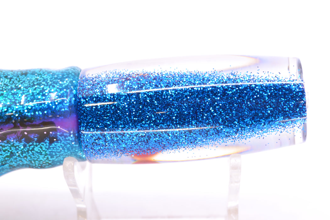 Moyes Lures White MOP Blue Glitter Back Red Eyes Small Shotgun 9" 4oz Skirted GZE