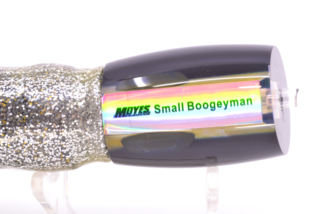 Moyes Lures Golden MOP Black Back Small Boogeyman 9" 3.5oz Skirted Yellow Aurora