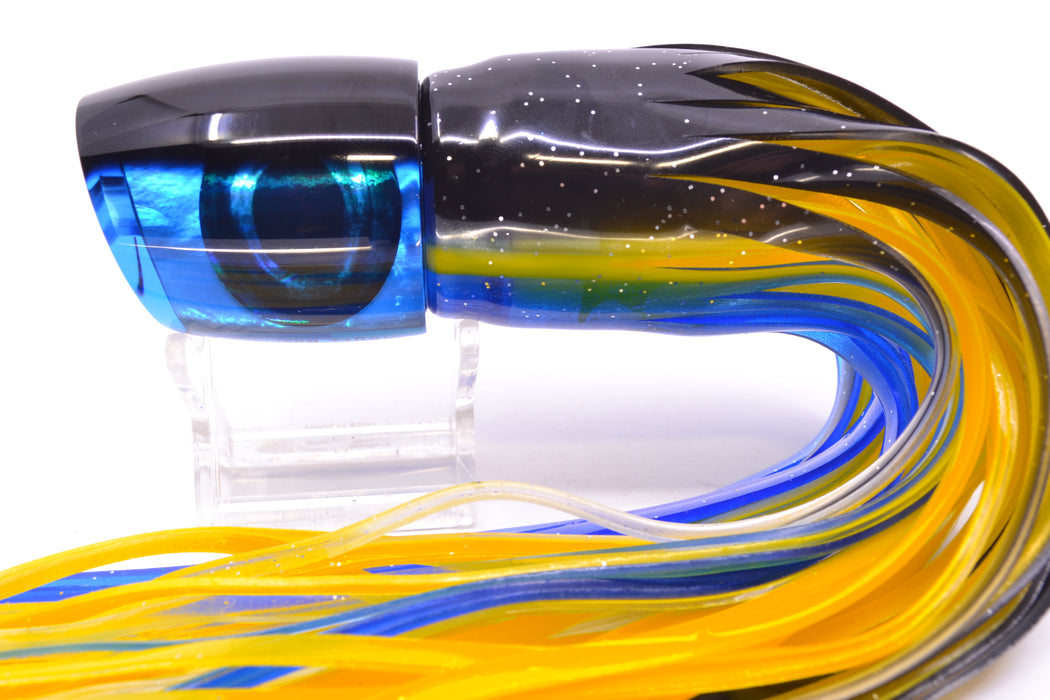 Moyes Lures Blue MOP Black Back Taxi Eyes Bushmaster 12" 10oz Skirted Black-Yellow-Blue