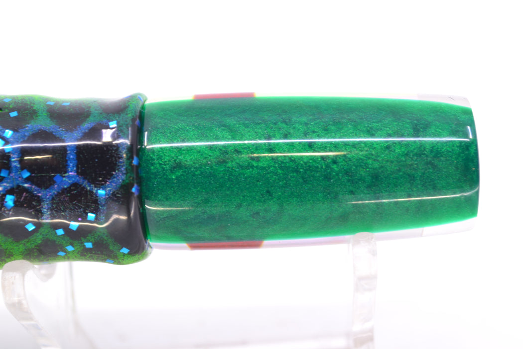 Koya Lures Silver Rainbow Pearl Green Back Red Eyes Hard Head 5.5" 2oz Skirted