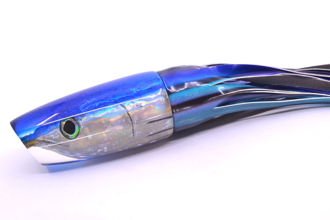 Ali'i Kai Lures Silver Skipjack Fish Head Blue Back Large Plunger 14" 10.5oz FT Vinyl
