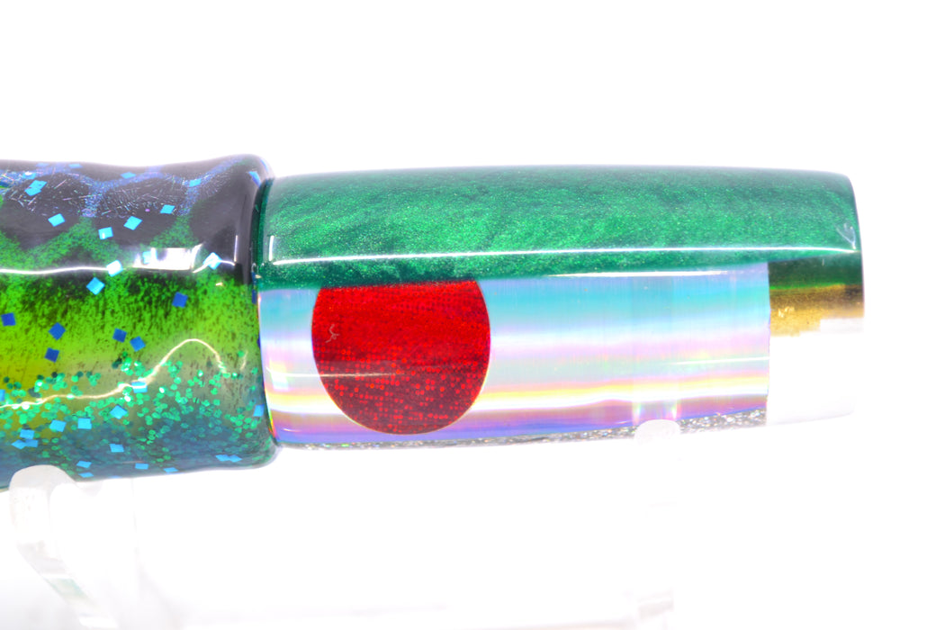 Koya Lures Silver Rainbow Pearl Green Back Red Eyes Hard Head 5.5" 2oz Skirted