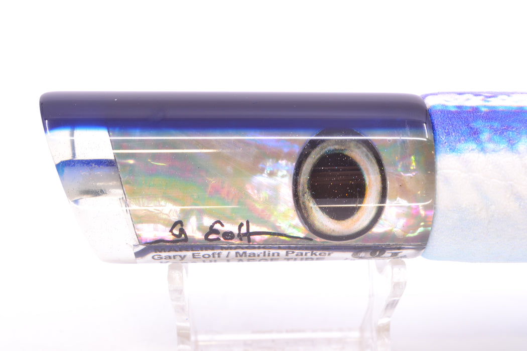 Marlin Magic Lures White Awabi Blue Back Taxi Eyes Large Tube 12" 7oz ALV Vinyl Ballyhoo