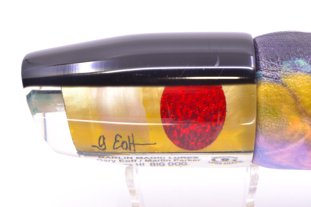 Marlin Magic Golden MOP Black Back Red Eyes Big Dog 14" 10oz ALV Vinyl Yellowfin