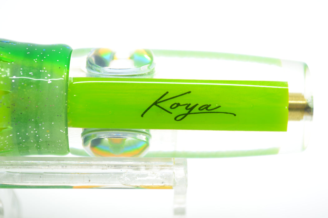 Koya Lures Lime Rainbow Scale Doll Eyes Hard Head 7" 3oz Skirted Blue-Black-Green