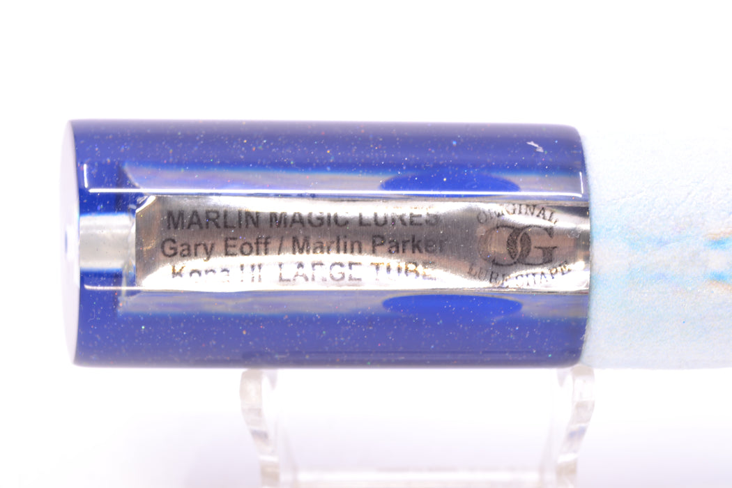 Marlin Magic Lures White Awabi Blue Back Taxi Eyes Large Tube 12" 7oz ALV Vinyl Ballyhoo