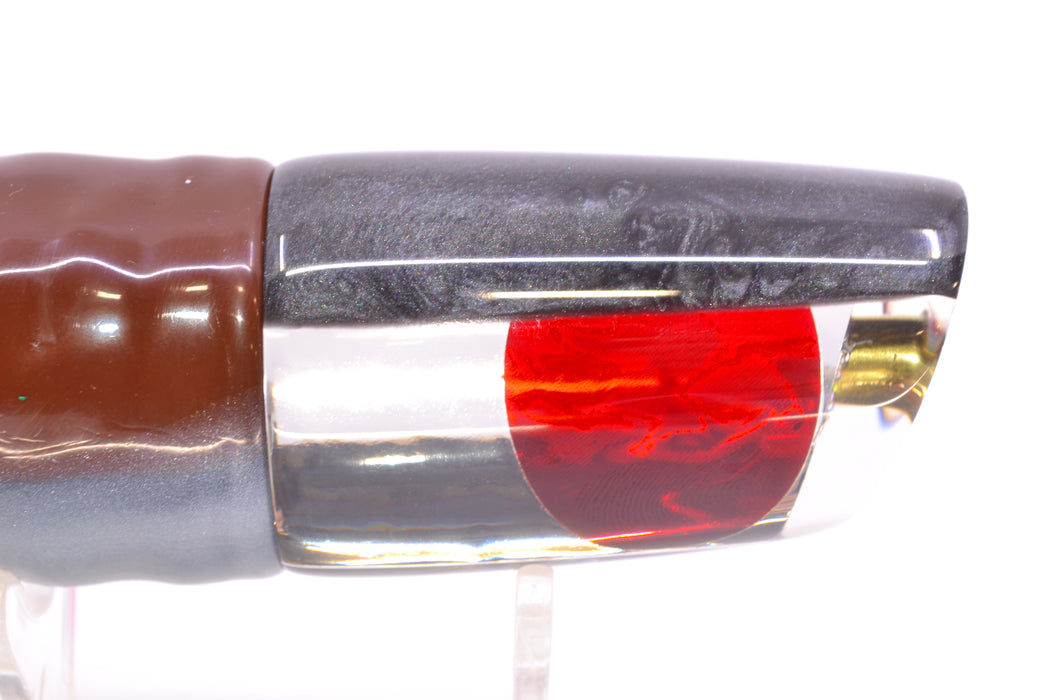 Koya Lures Mirrored Gray Back Red Eyes 614 9" 7oz Skirted Root Beer-Petrolero/Orange GZE