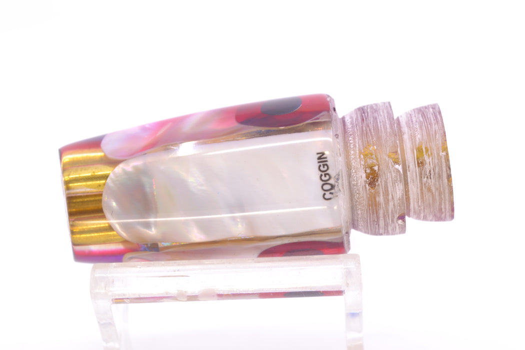 Coggin Lures Real White MOP Blue-Red Back Black-Red Eyes 4-Hole Small Slant 9" 3.2oz