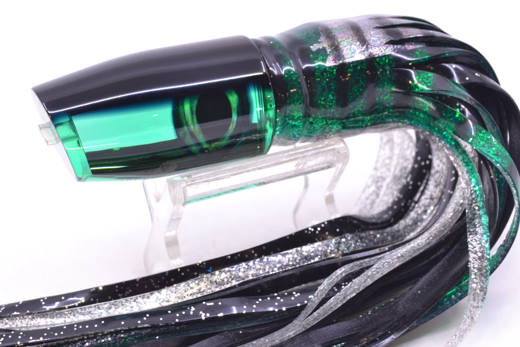 Moyes Lures Green Mirrored Black Back Small Plunger 9" 5oz Skirted Green Aurora GZE