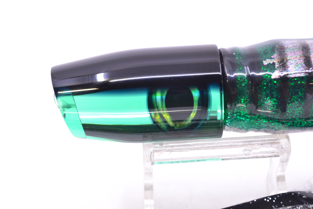 Moyes Lures Green Mirrored Black Back Small Plunger 9" 5oz Skirted Green Aurora GZE